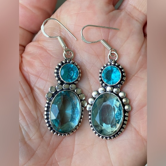 Gorgeous Handmade Aquamarine 925 Sterling Silver Earrings - Picture 1 of 4
